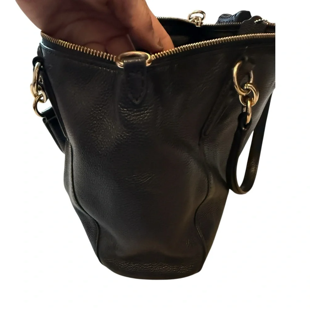 Coach Kelsey Satchel Black Pebble Leather Small Crossbody Top Handle Bag - Picture 4 of 10